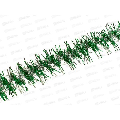 Мишура 2м 9см &quotОгонек&quot серебро/зеленый, AL-837-3 *800