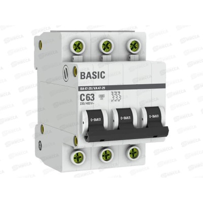 Автоматический выключатель ВА47-29 3P 63А 4,5кА C EKF Basic *4