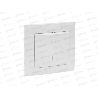 Выключатель EKF Валенсия 2-клавишный скрытой установки, 10А белый *10/120