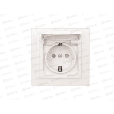 Розетка EKF Минск одинар. СП с заземлением с крышкой 16А белая EKF