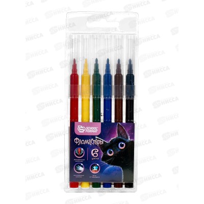 Фломастеры  6цв. schoolФОРМАТ Микс для девочек ФЛ06-МДВ *24