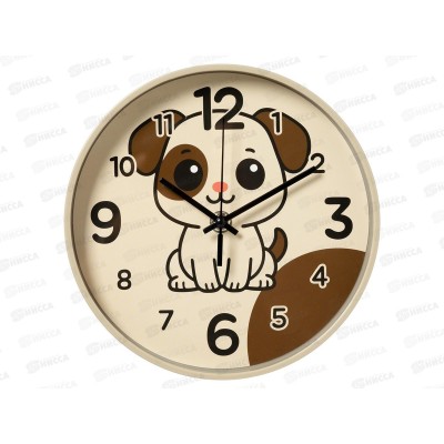 Часы настенные "21 Век" 2019-010 круглые корпус хаки "Щенок", Рубин Часы настенные "21 Век" 2019-010 круглые корпус хаки "Щенок", Рубин