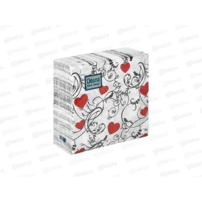 Салфетки 1 слойные 40 листов 24*24 Desna Design Орнамент с серцем,57443*32