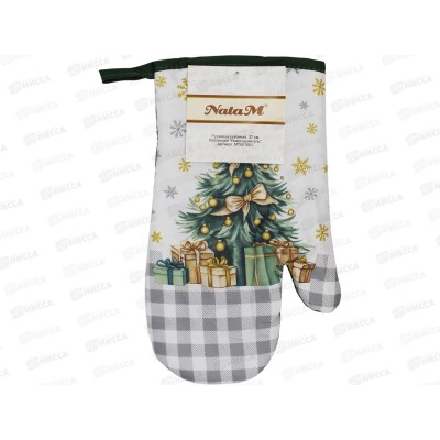 Рукавица кухонная 27см "Новогодняя ель" полиэстер, МТ001001   АТМ