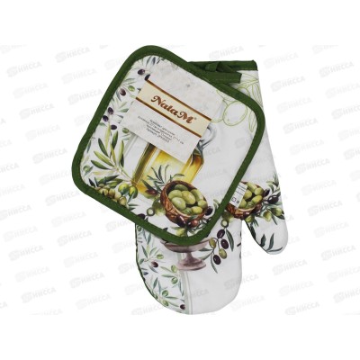 Набор для кухни: рукавица 27см и прихватка 17х17см "Оливия" полиэстер, 2РКS002 АТМ