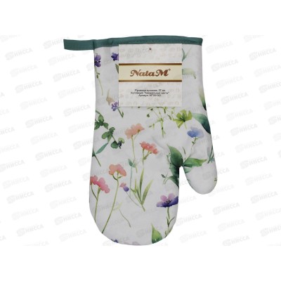 Рукавица кухонная 27см "Акварельные цветы" полиэстер, МТ001001 АТМ