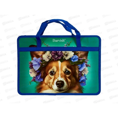 Папка дет. А4 с ручками Darvish Собачка с венком, DV-14113-10 *20