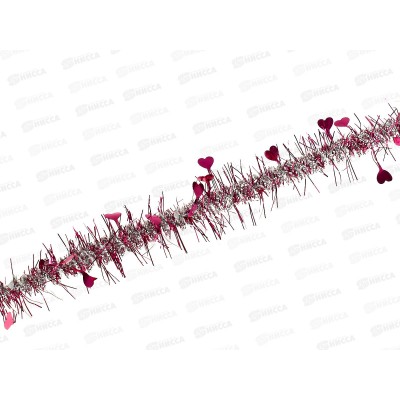 Мишура, 5см. х 2м., AL-13630 фуксия/серебро *800