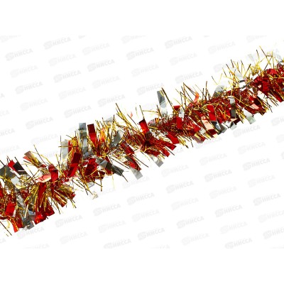 Мишура 002015 классика 9см х 2м. красный-серебро AL-3340 *1200