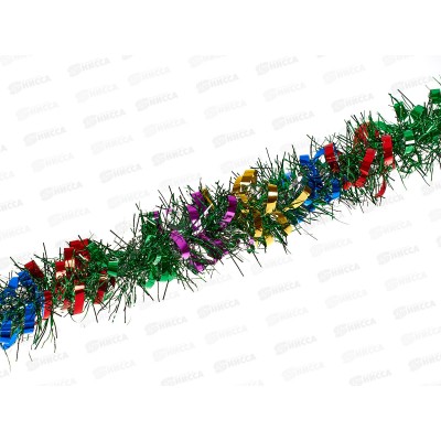 Мишура, 8см х 2м, AL-3331 зеленый ассорти  *200