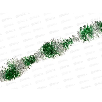 Мишура 002015 парабола разноцветная  9см х 2м зеленый/серебро, AL-3328 *400