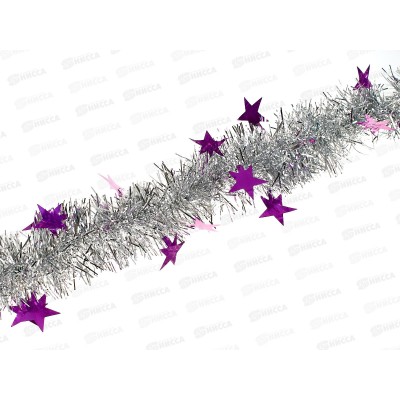 Мишура 002015 звездочки элементы 9смх2м.фиолет.+серебро, AL-3352, *360