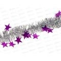 Мишура 002015 звездочки большие 5смх2м.серебро+фиолет, AL-3356 *600