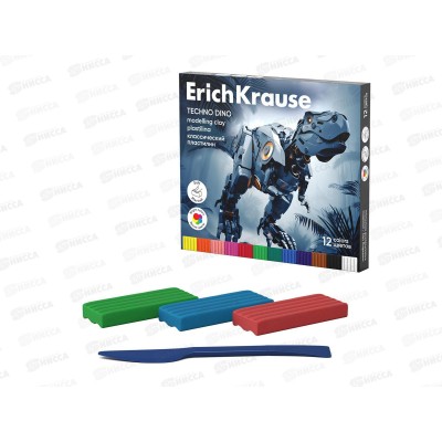 Пластилин 12цв 192г EK Techno dino, к/у, 65200*7/28 Пластилин 12цв 192г EK Techno dino, к/у, 65200*7/28
