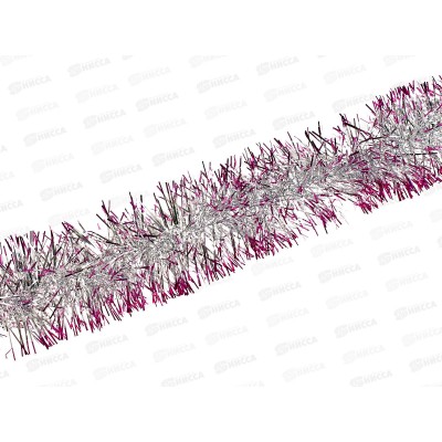Мишура, 10см. х 2м., AL-3362 малиновый/серебро *300