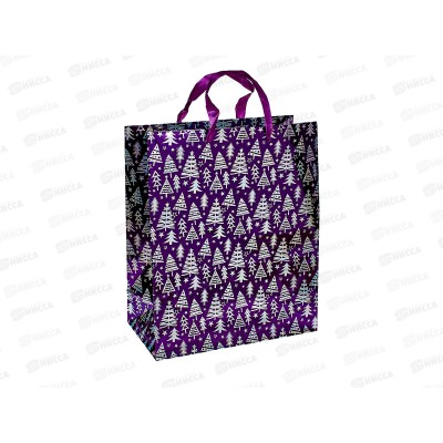 Пакет подарочный г/ф 26*32 фиолетовый Елочки Р725-9 *12