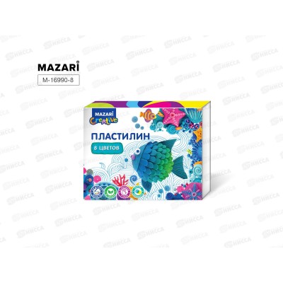 Пластилин 8цв 120г MAZARI Классический со стеком М16990-8 *30 Пластилин 8цв 120г MAZARI Классический со стеком М16990-8 *30
