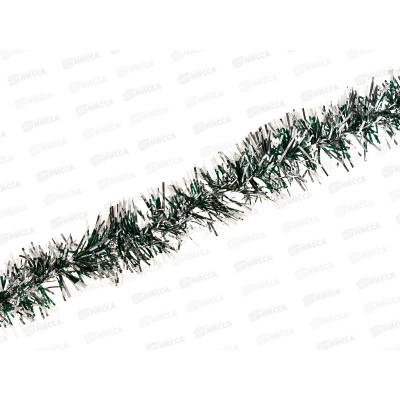 Мишура 002015 5см х 2м, AL-3154 темно-зеленый с белым концом*400