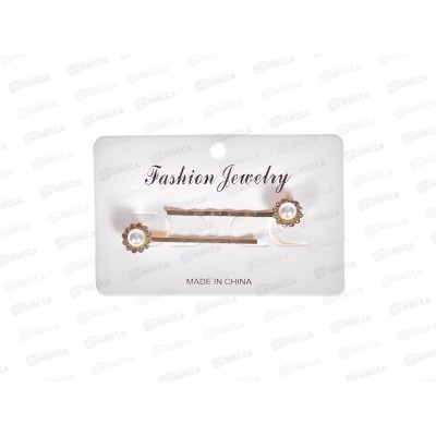 Невидимка д/в п/зол жемчуг стразы №136 (уп 2шт)