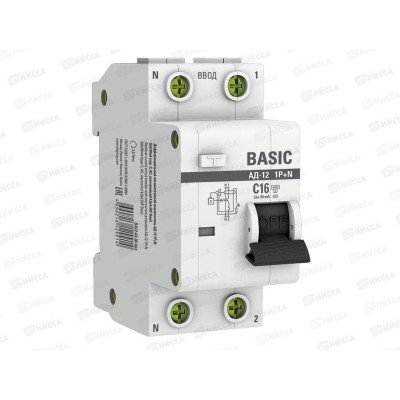 АВДТ АД-12 1P+N 16А 30мА тип АС х-ка C 4,5кА Basic