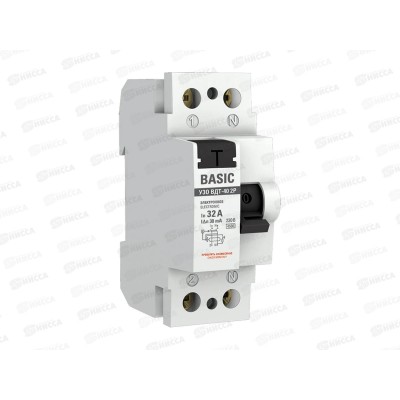 Устройство защитного отключения 2P 32А/30мА (электронное) Basic Устройство защитного отключения 2P 32А/30мА (электронное) Basic
