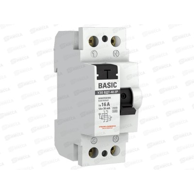Устройство защитного отключения 2P 16А/30мА (электронное) Basic Устройство защитного отключения 2P 16А/30мА (электронное) Basic