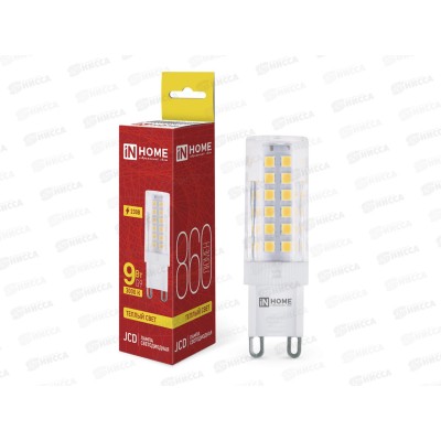 Лампа светодиодная IN HOME LED-JCD  9Вт 230В G9 3000К 860Лм *20/500