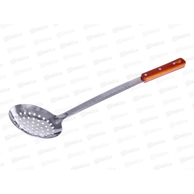 Шумовка глубокая 46см с деревянной длинной ручкой 42000-4