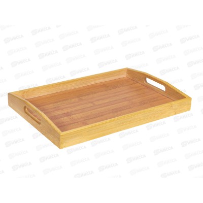 Поднос прямоугольный 37*25*3,5см бамбук с ручками 10013-4 *10