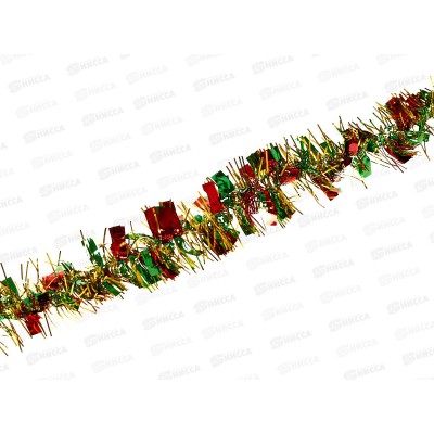 Мишура 002015 переливка  5см х 2м зеленый-красный-золото, AL-3347 *400