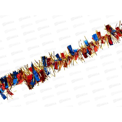 Мишура 002015 переливка  5см х 2м синий-красный-золото, AL-3347 *400