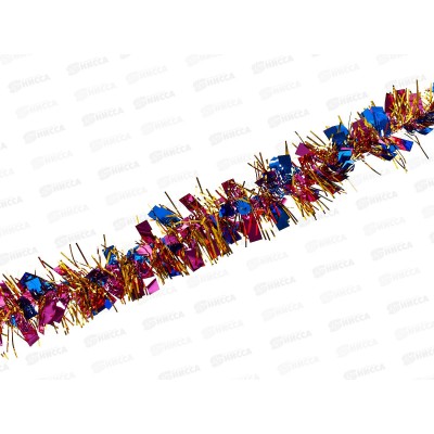 Мишура 002015 переливка  5см х 2м сирень-синий-золото, AL-3347 *400