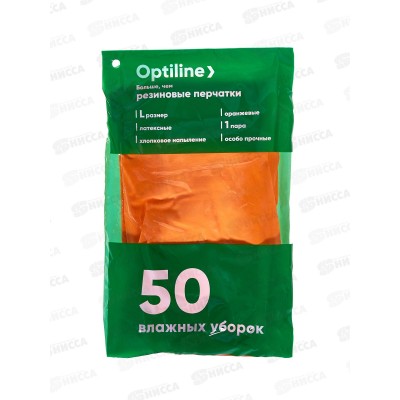 Перчатки резиновые флок. Optiline Премиум р.L, 27-2659  *12/240