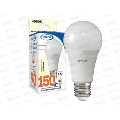 Лампа светодиодная IONICH E27 LED-SMD2835-А-60-18ВТ-1620Лм 4000К,1615*50 Лампа светодиодная IONICH E27 LED-SMD2835-А-60-18ВТ-1620Лм 4000К,1615*50