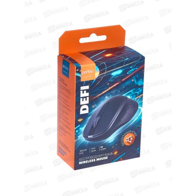 Мышь Perfeo беспроводная оптическая &quotDEFI", бесшумная, 3 кнопки, DPI 1200, USB, чёрная, PF_B3414