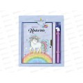 Блокнот подарочный (замочек, гел.ручка) 22,5*20 Единорог SM32K-001