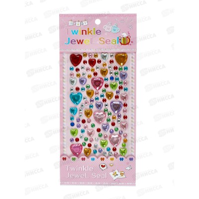 Наклейка ПГС декор.стразы 9*15см Сердечки *12 Р22072-9