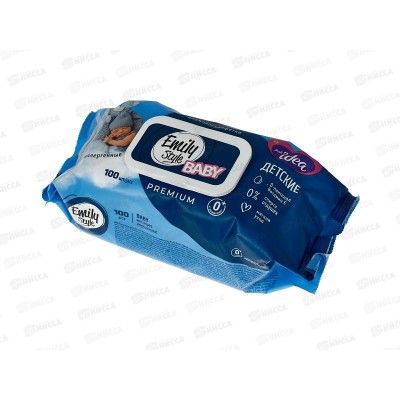 Emily Style Влажные салфетки 100шт Детские Премиум 0+ с крышкой С0008006 *12 Emily Style Влажные салфетки 100шт Детские Премиум 0+ с крышкой С0008006 *12