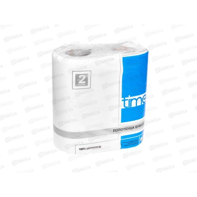 Полотенца бум. TIME 2сл, 2рул, 100% целлюлоза белое *16