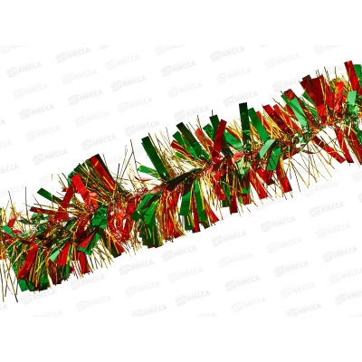 Мишура 002015 классика 11см х 2м. зеленый+красный+золото, AL-3355