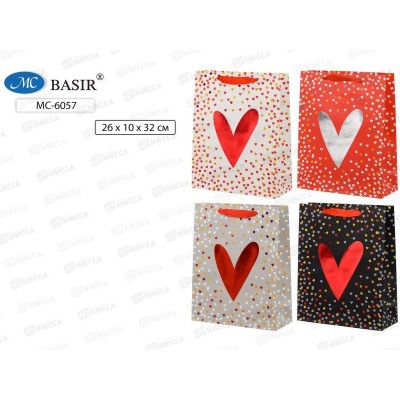Пакет подароч. бумажный, 23*10*18см, LOVE, асс МС-6057 *20