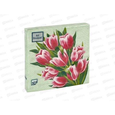 Салфетки 3сл 20л 33*33 Art Bouquet Тюльпаны на зеленом,37415 *12 Салфетки 3сл 20л 33*33 Art Bouquet Тюльпаны на зеленом,37415 *12