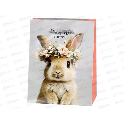 Пакет подарочный MI 11,5х14,5х6см Зайка в веночке, ПКП-1110 *12