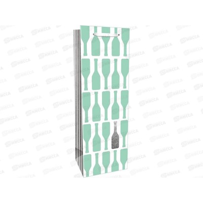 Пакет подарочный MI 12,5х36,5х9см серебр.бутылка крафт, ППК-6124  *12