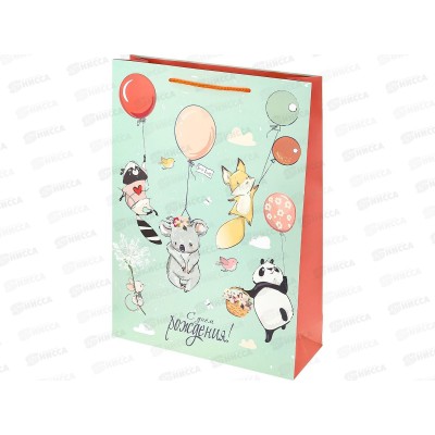 Пакет подарочный MI 32,4х44,5х10,2см Дружные зверята, ПКП-2174 *12