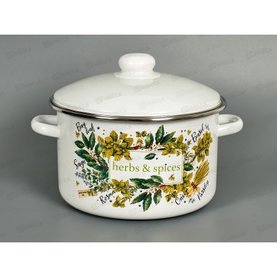 Кастрюля 4,0л эмал. с рис 01-Б1614/4 Травы и специи *4