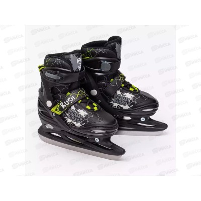 Коньки раздвижные GW-083IH р.30-33 black/green RUSH ACTION, 467537