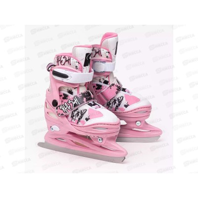 Коньки раздвижные GW-083IF р.34-37 white/pink RUSH ACTION, 467543