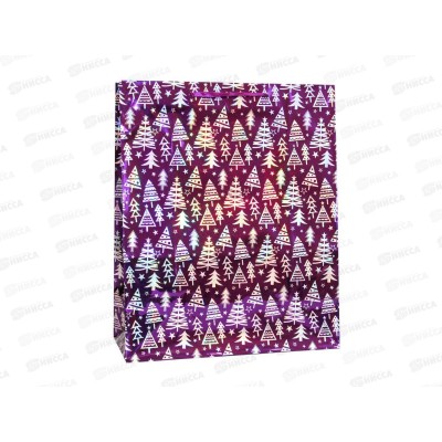 Пакет подарочный г/ф 32*45 фиолетовый Елочки Р725-14 *12