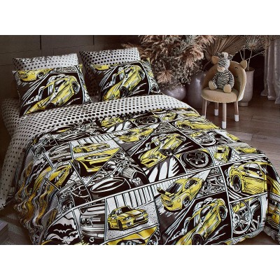 Комплект постельного белья LUXOR поплин Тинейджер Гонки желтый Комплект постельного белья LUXOR поплин Тинейджер Гонки желтый